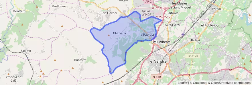 Mapa de ubicacion de Albinyana.