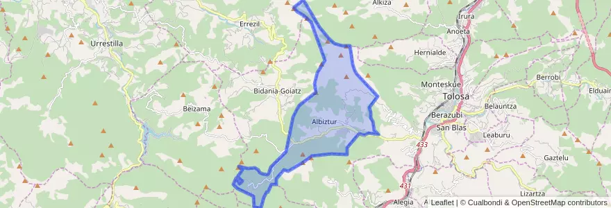 Mapa de ubicacion de Albiztur.