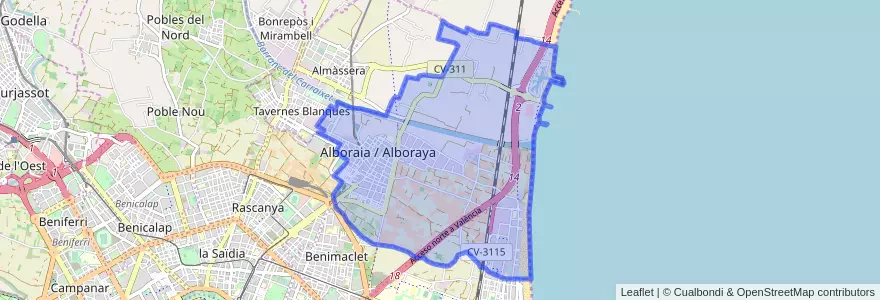 Mapa de ubicacion de Alboraia / Alboraya.