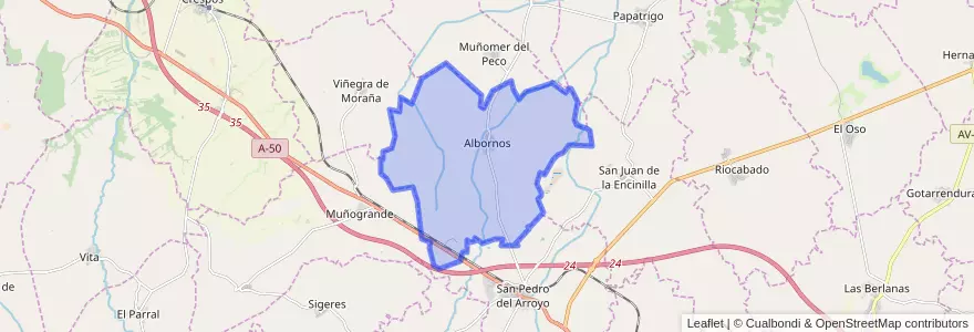 Mapa de ubicacion de Albornos.