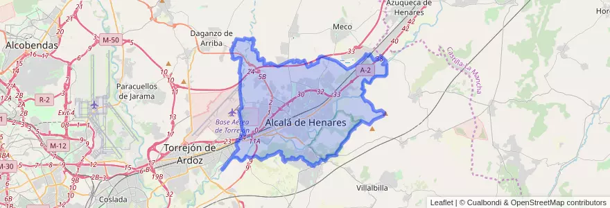 Mapa de ubicacion de Alcalá de Henares.