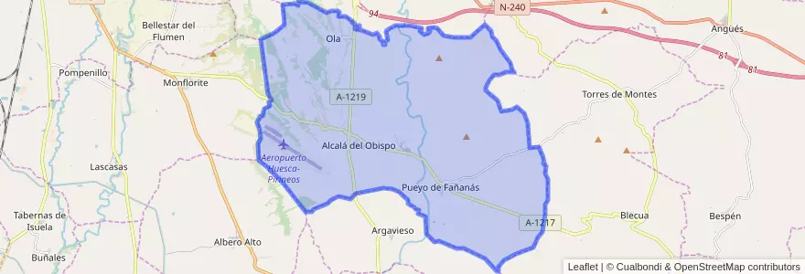 Mapa de ubicacion de Alcalá del Obispo.