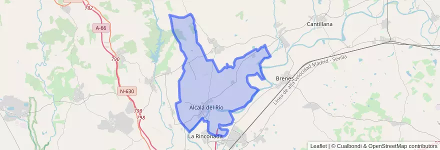 Mapa de ubicacion de Alcalá del Río.