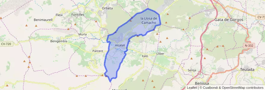 Mapa de ubicacion de Alcalalí.