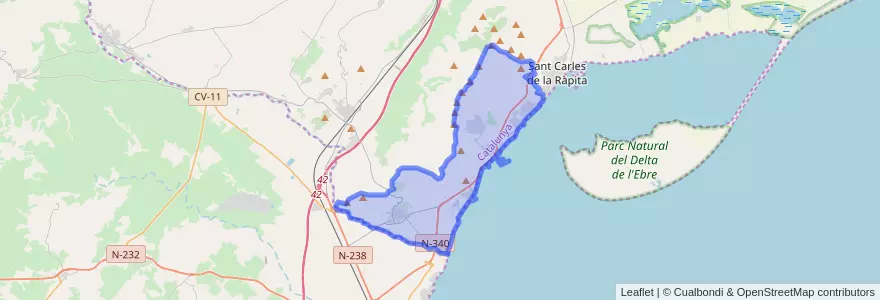Mapa de ubicacion de Alcanar.