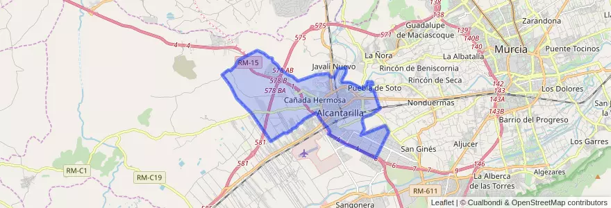 Mapa de ubicacion de Alcantarilla.