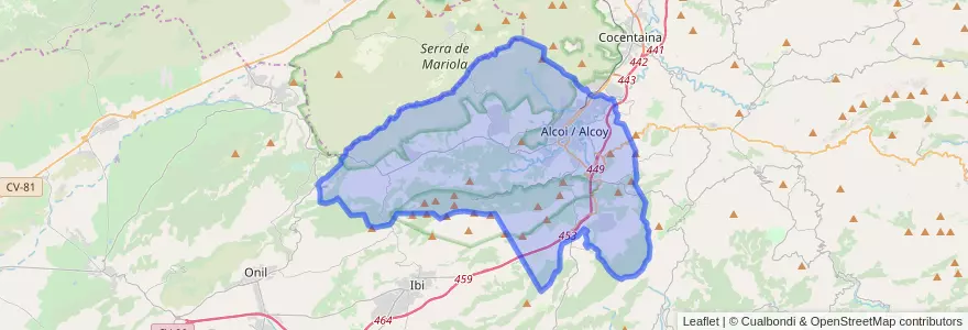 Mapa de ubicacion de Alcoi / Alcoy.