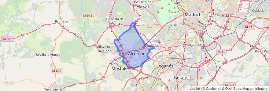 Mapa de ubicacion de Alcorcón.