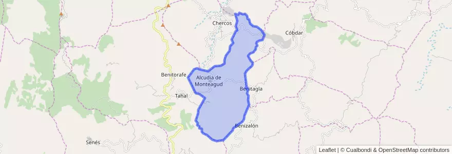 Mapa de ubicacion de Alcudia de Monteagud.