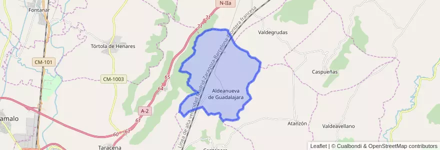 Mapa de ubicacion de Aldeanueva de Guadalajara.