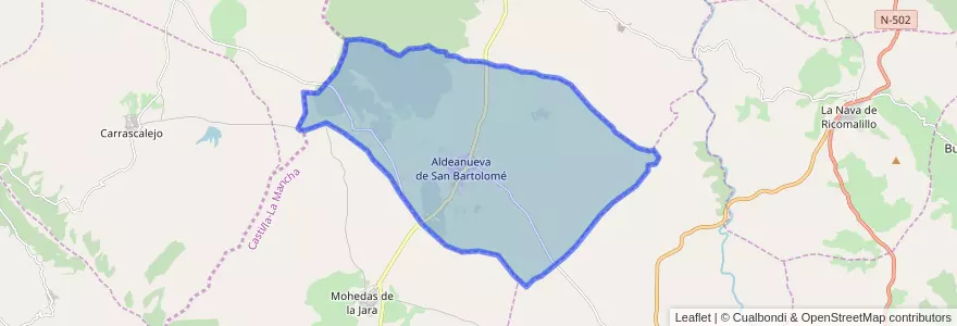 Mapa de ubicacion de Aldeanueva de San Bartolomé.