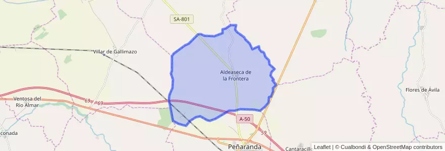 Mapa de ubicacion de Aldeaseca de la Frontera.