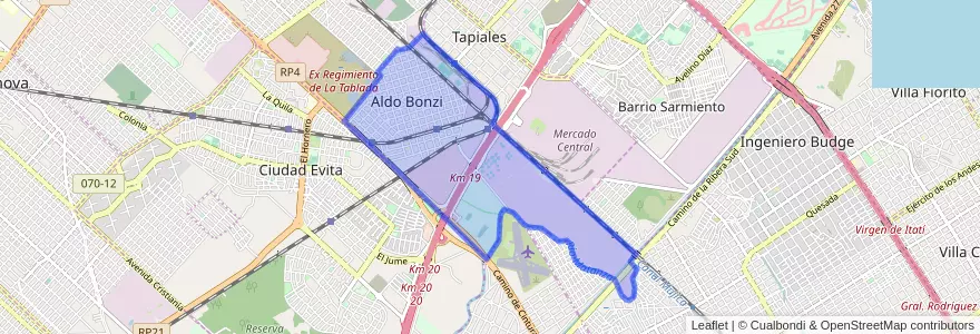 Mapa de ubicacion de Aldo Bonzi.