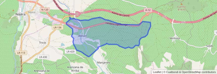 Mapa de ubicacion de Alesón.