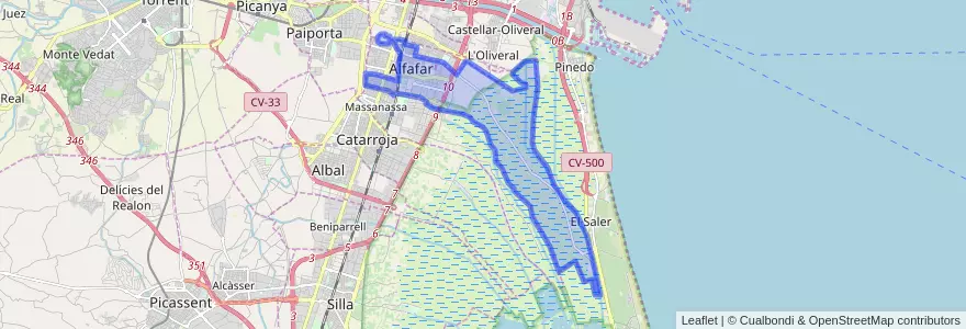 Mapa de ubicacion de Alfafar.