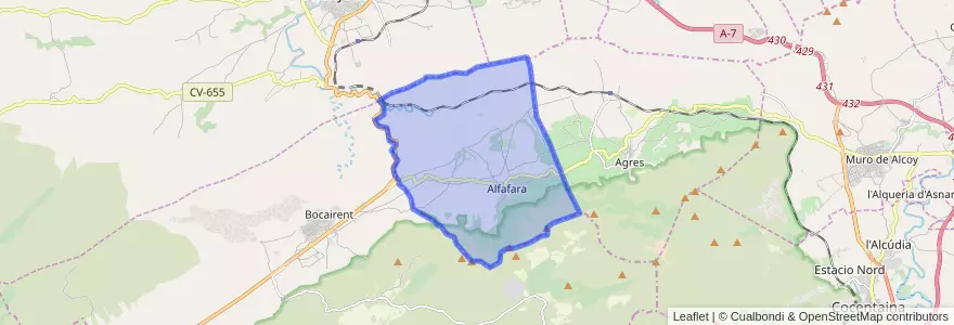 Mapa de ubicacion de Alfafara.