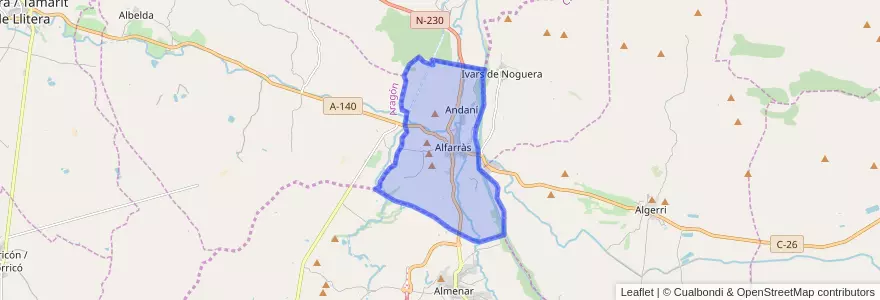 Mapa de ubicacion de Alfarràs.