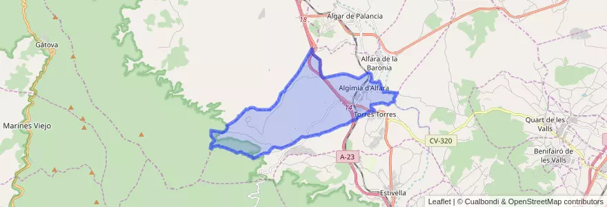 Mapa de ubicacion de Algímia d'Alfara.