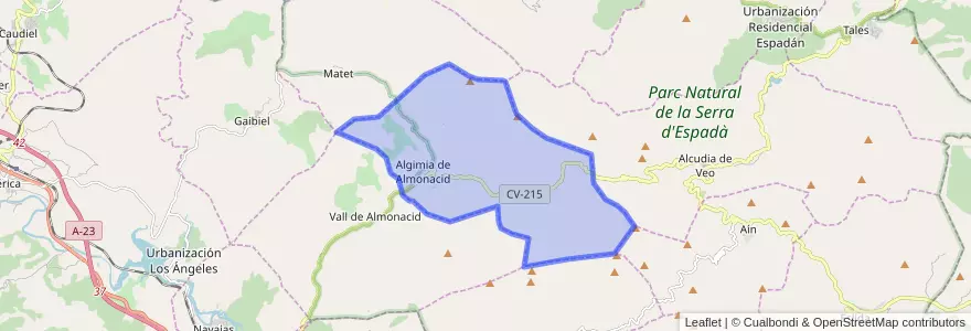 Mapa de ubicacion de Algimia de Almonacid.