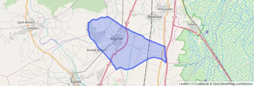 Mapa de ubicacion de Alginet.