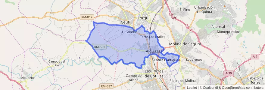 Mapa de ubicacion de Alguazas.