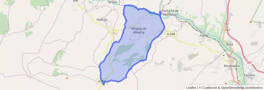 Mapa de ubicacion de Alhama de Almería.