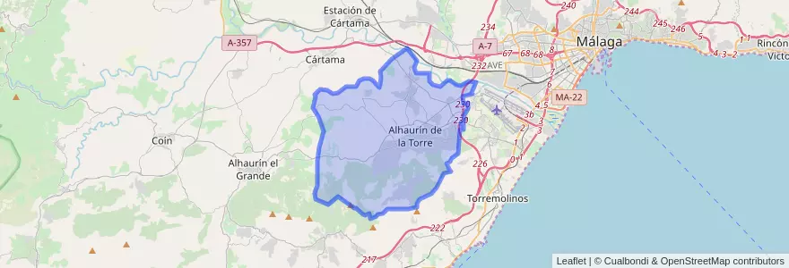 Mapa de ubicacion de Alhaurín de la Torre.