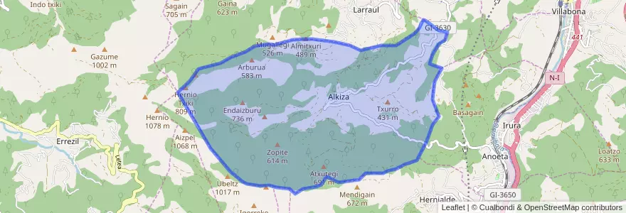 Mapa de ubicacion de Alkiza.