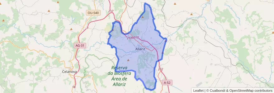 Mapa de ubicacion de Allariz.