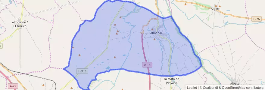 Mapa de ubicacion de Almenar.