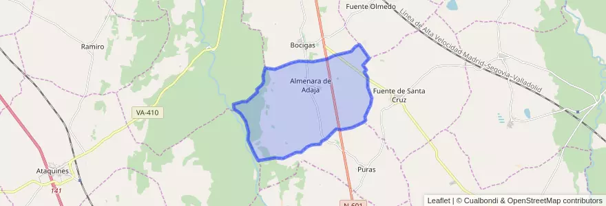 Mapa de ubicacion de Almenara de Adaja.