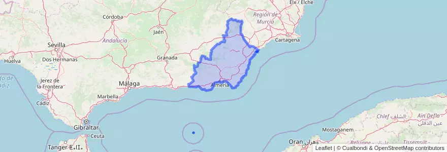 Mapa de ubicacion de ألمرية.