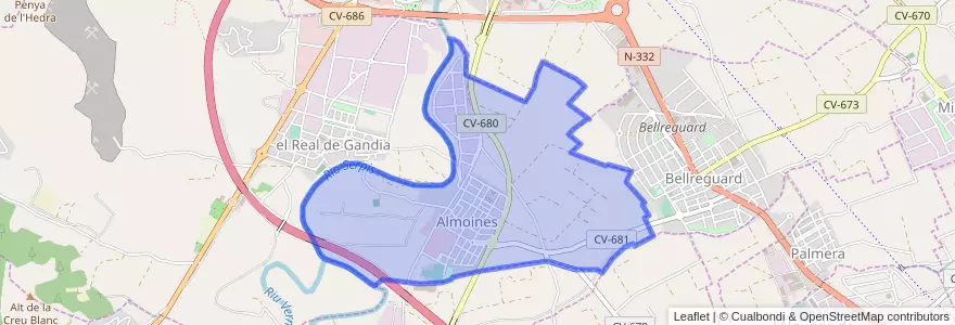 Mapa de ubicacion de Almoines.