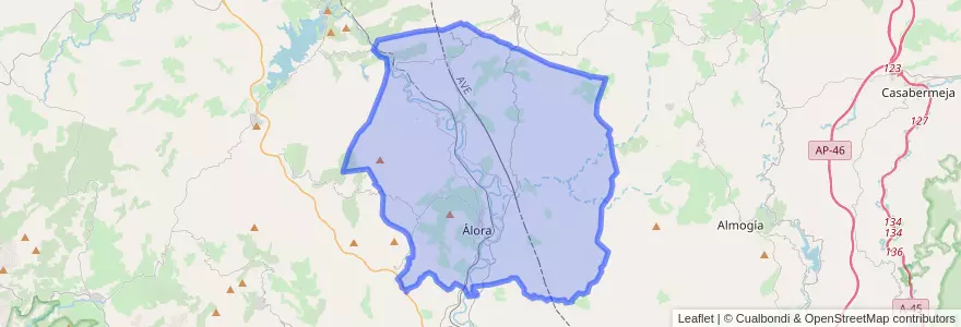 Mapa de ubicacion de Álora.