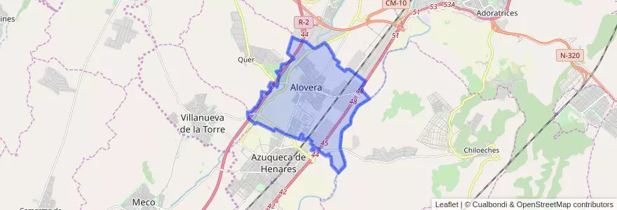Mapa de ubicacion de Alovera.