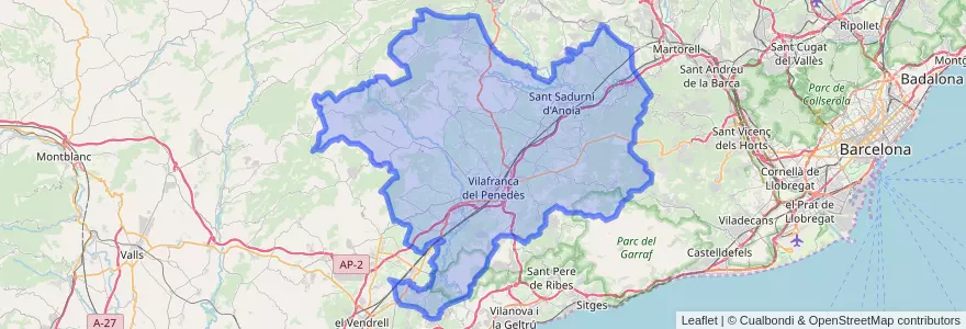 Mapa de ubicacion de Alt Penedès.