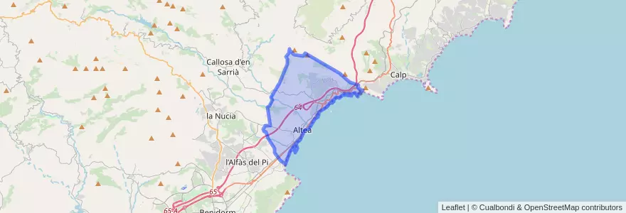 Mapa de ubicacion de Altea.