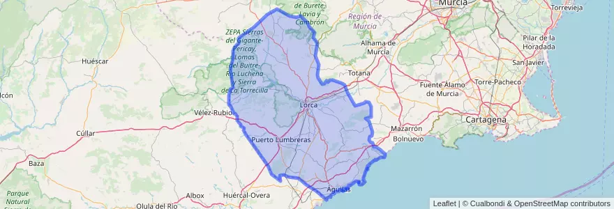 Mapa de ubicacion de Alto Guadalentín.