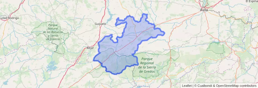 Mapa de ubicacion de Alto Tormes y Valle del Corneja.
