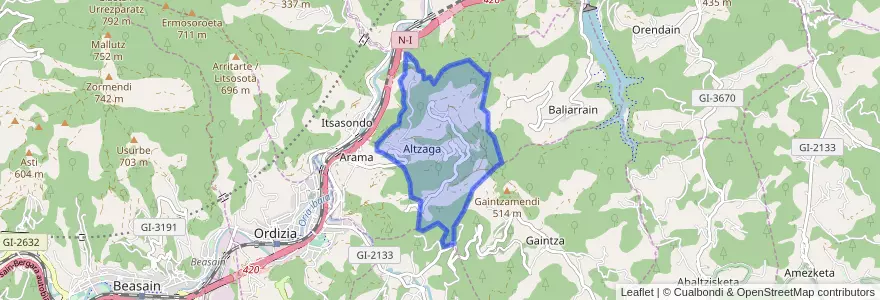 Mapa de ubicacion de Altzaga.