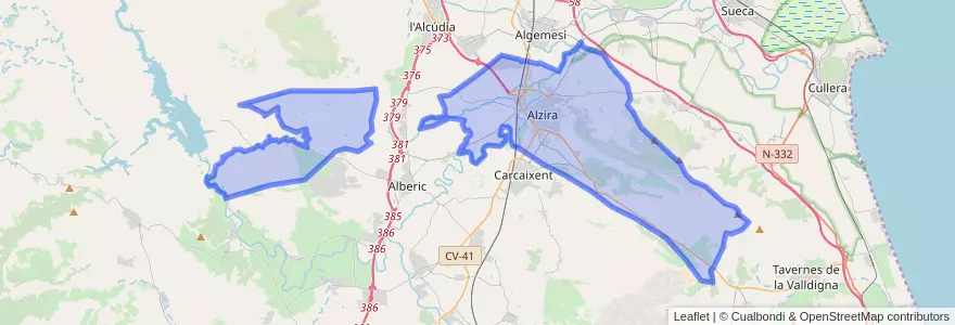 Mapa de ubicacion de Alzira.