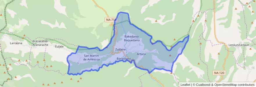 Mapa de ubicacion de Améscoa Baja.