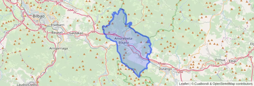 Mapa de ubicacion de Amorebieta-Etxano.