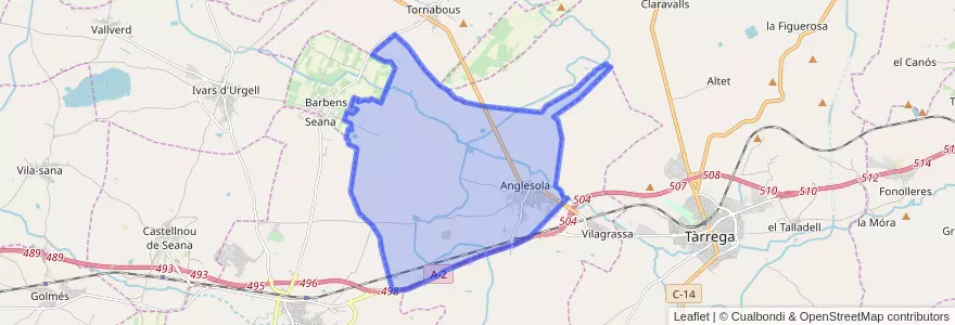Mapa de ubicacion de Anglesola.