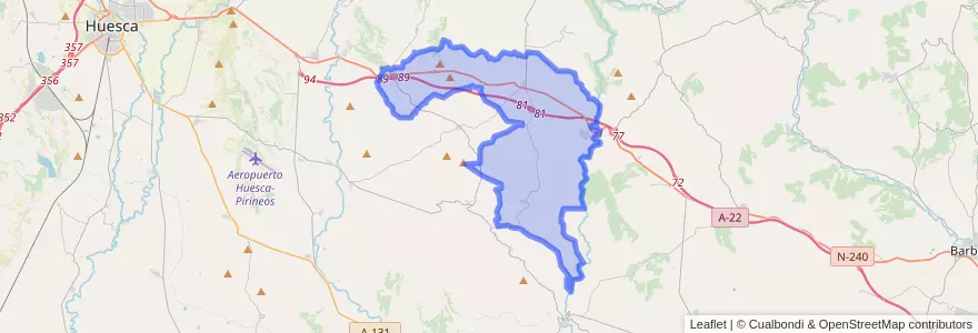 Mapa de ubicacion de Angüés.