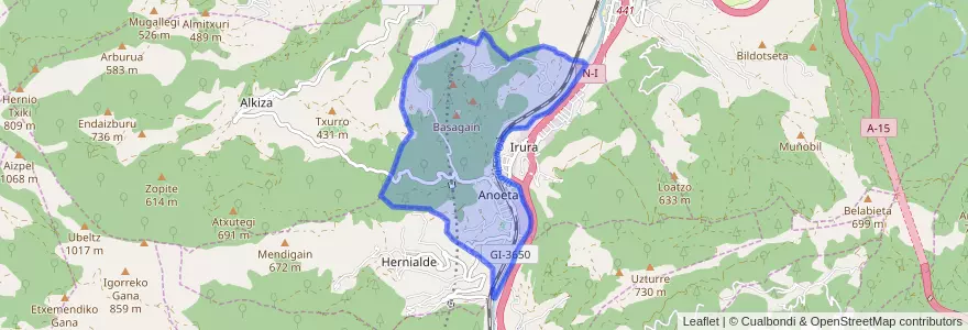 Mapa de ubicacion de Anoeta.