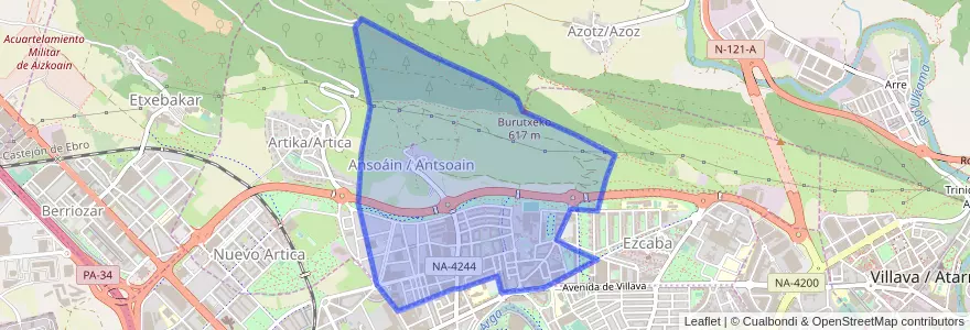 Mapa de ubicacion de Ansoáin.