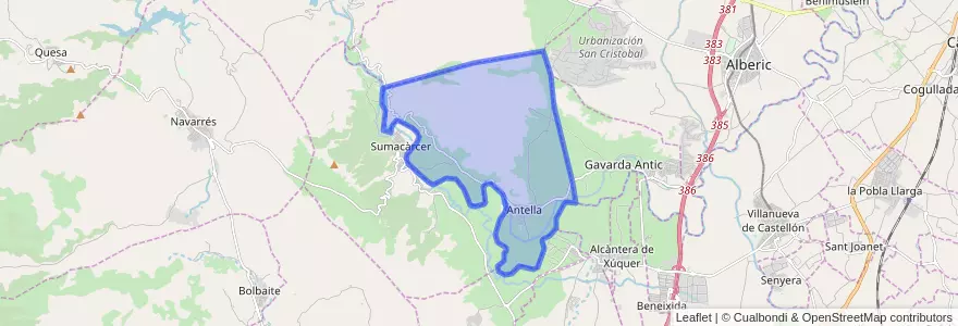 Mapa de ubicacion de Antella.