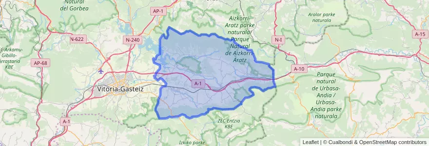 Mapa de ubicacion de Arabako lautada/Llanada Alavesa.