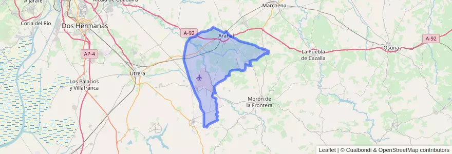 Mapa de ubicacion de Arahal.